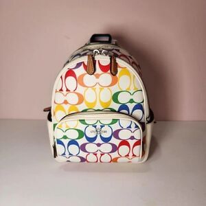 NWT COACH CK377 MINI COURT BACKPACK RAINBOW SIGNATURE PRIDE